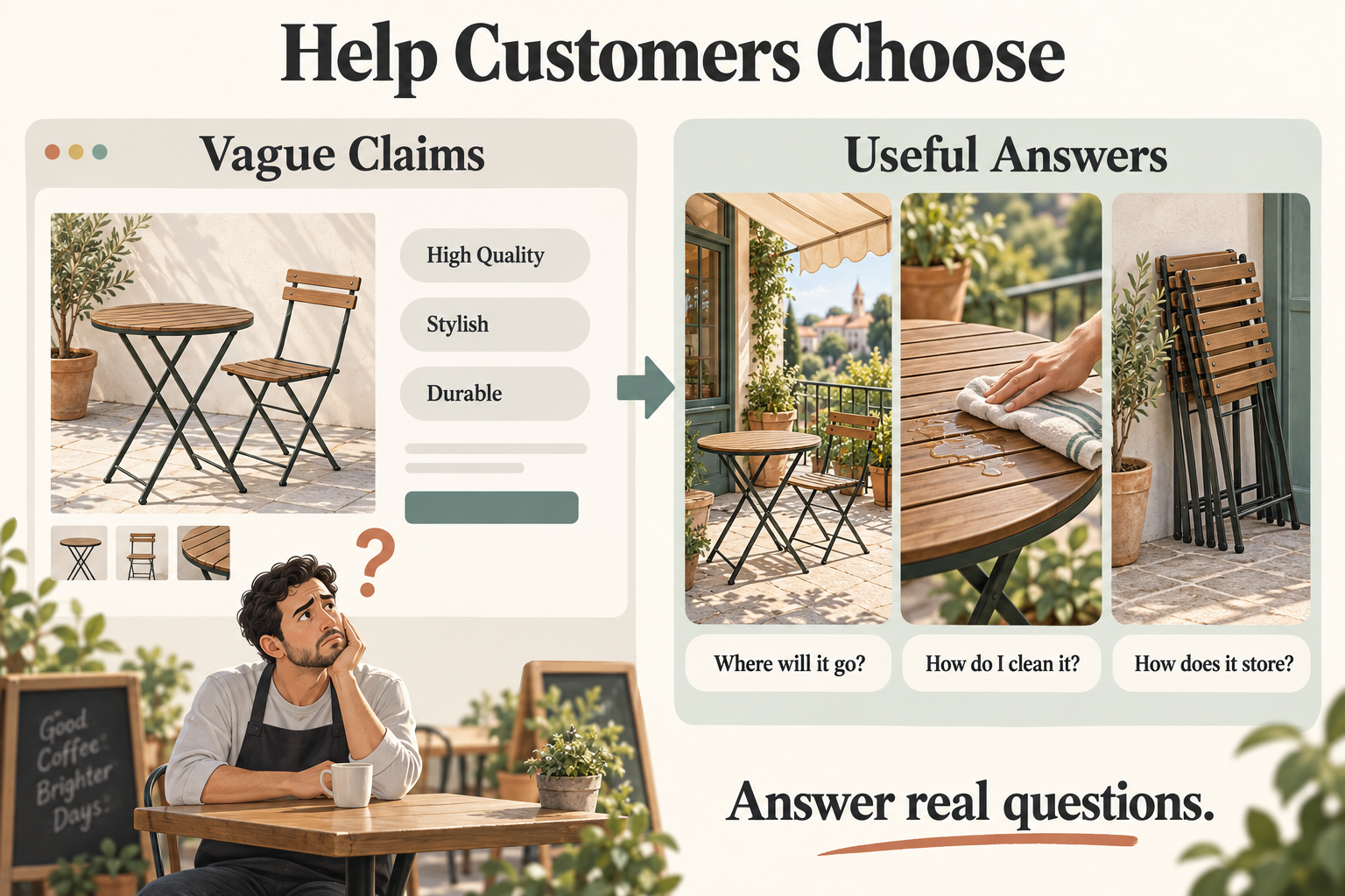 What does good content look like? Let customers finish reading and know how to choose next